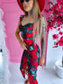 "ROSE SORBET 89" midi dress - red with black